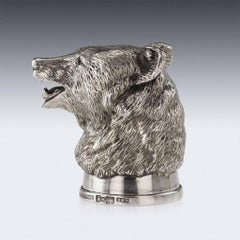 Antique Russian Solid Silver Bear Stirrup Cup, Nemirov-Kolodkin, circa 1896