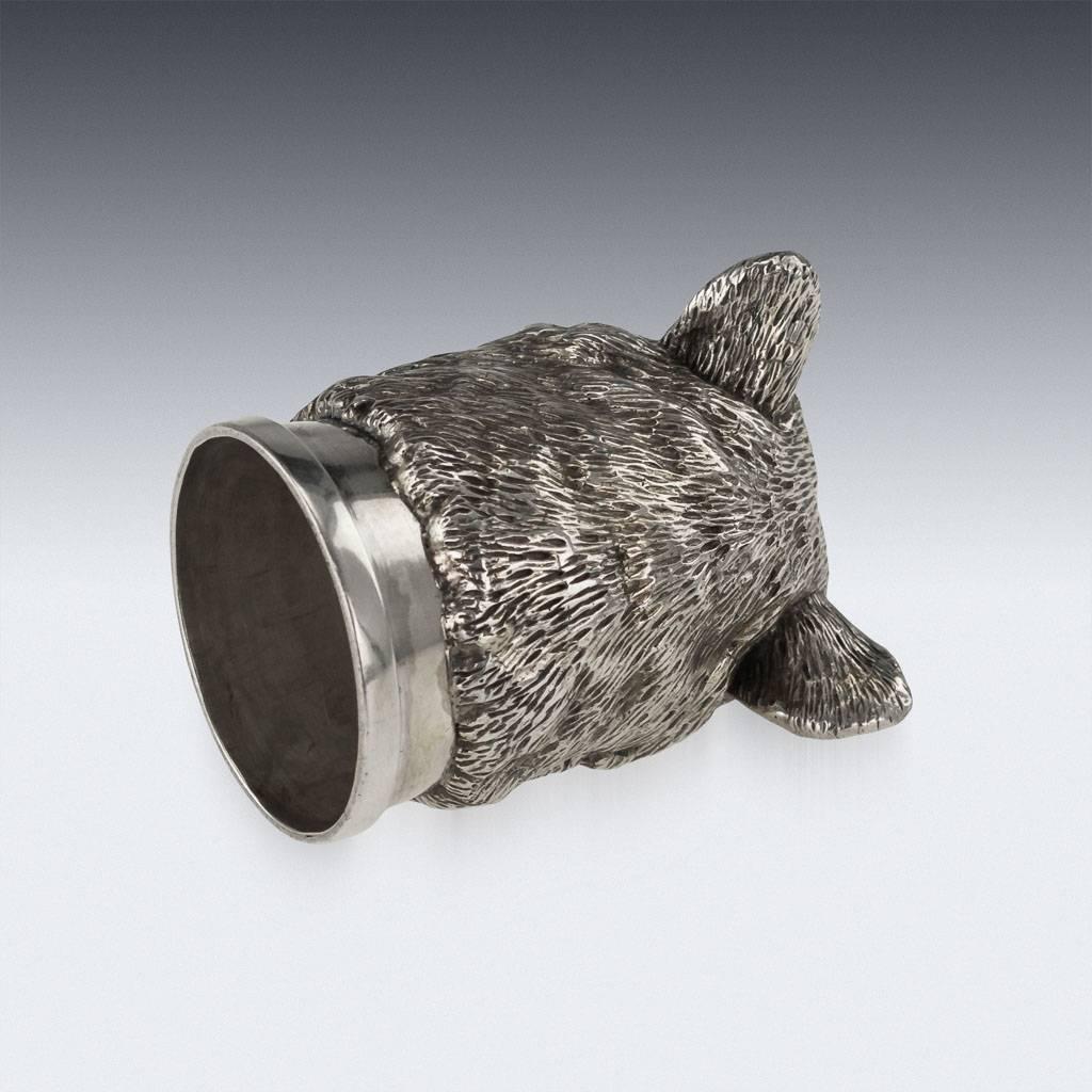 Antique Russian Solid Silver Bear Stirrup Cup, Nemirov-Kolodkin, circa 1896 1