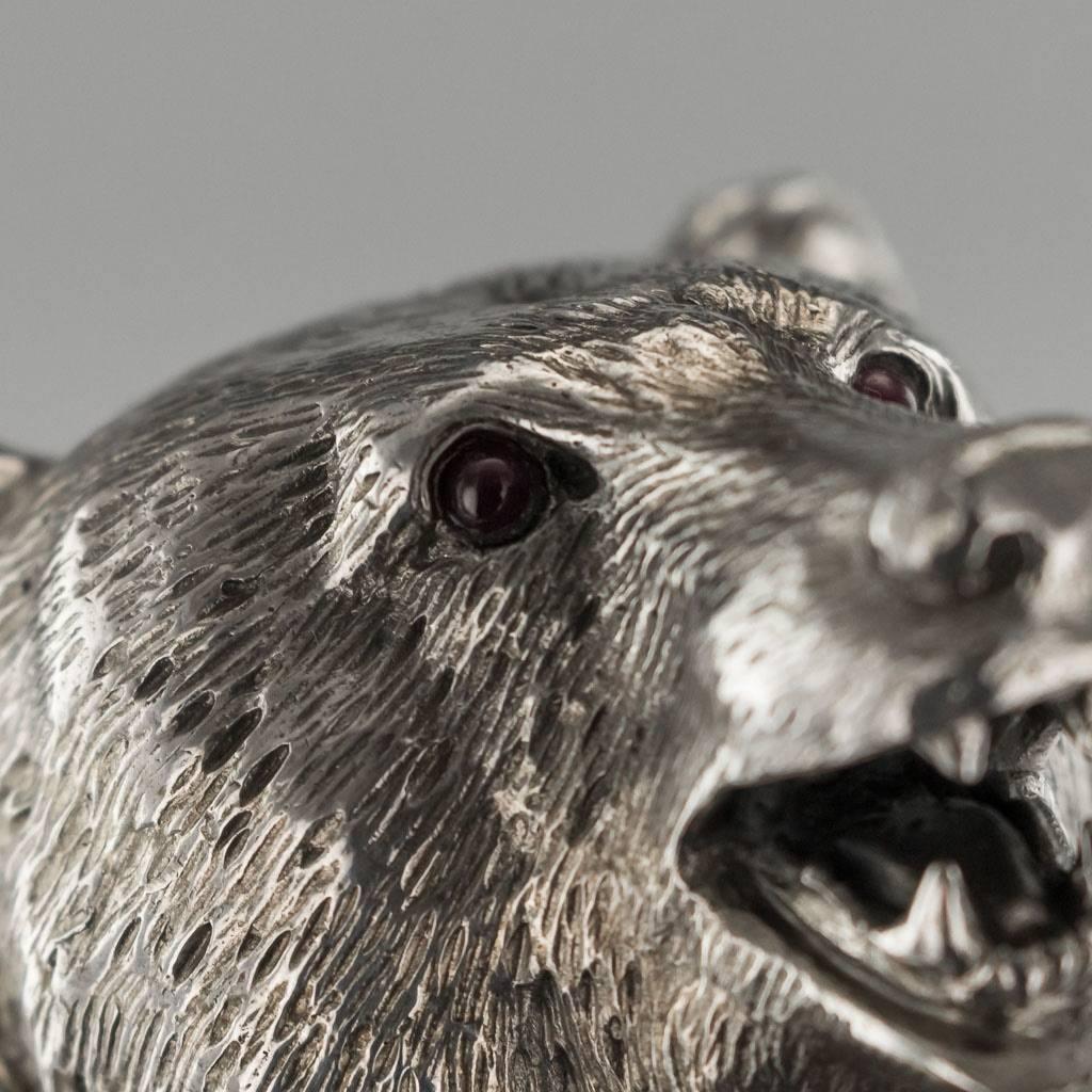 Antique Russian Solid Silver Bear Stirrup Cup, Nemirov-Kolodkin, circa 1896 2