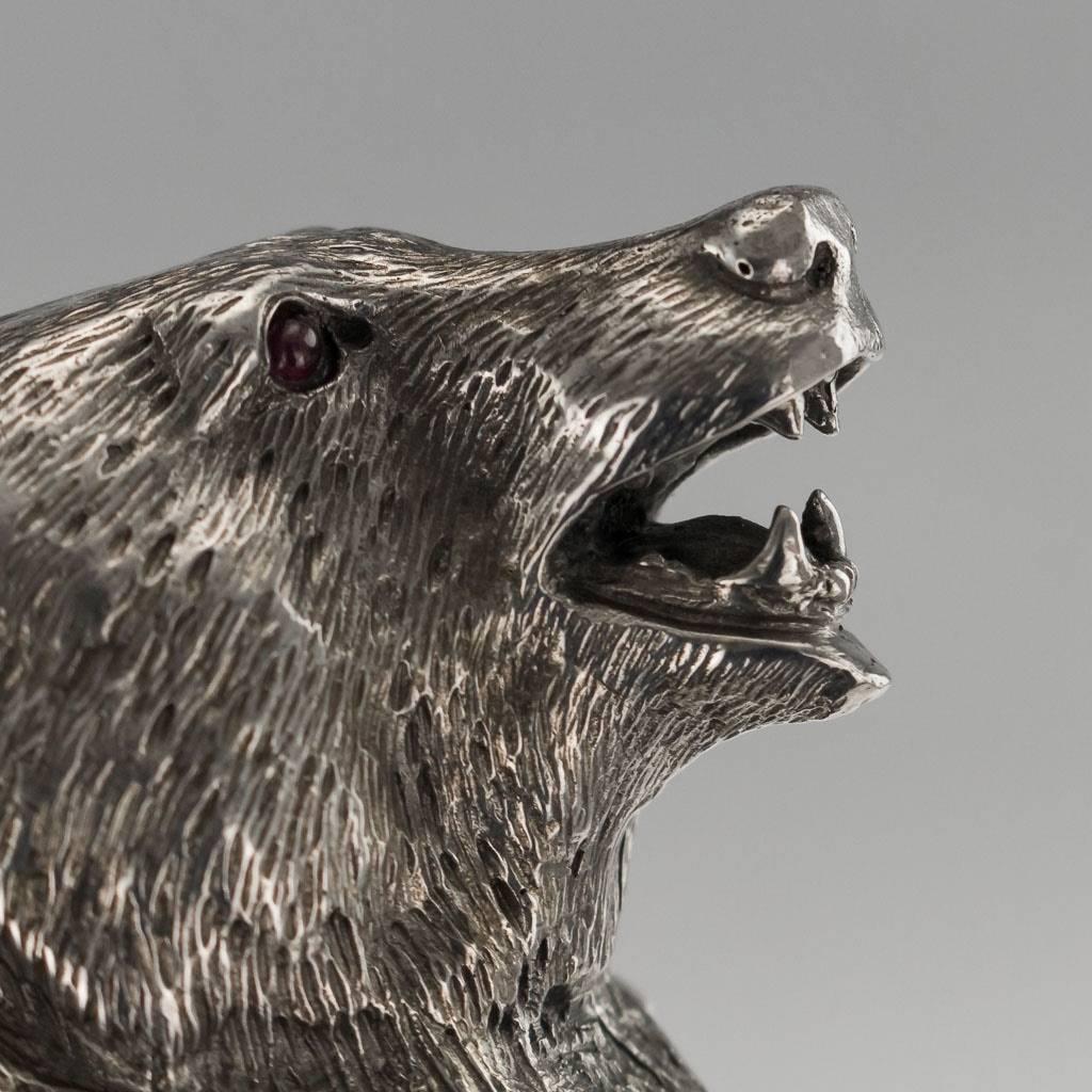 Antique Russian Solid Silver Bear Stirrup Cup, Nemirov-Kolodkin, circa 1896 3
