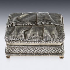 Antique Russian Solid Silver Trompe L'oeil Box, Ivan Khlebnikov, circa 1891