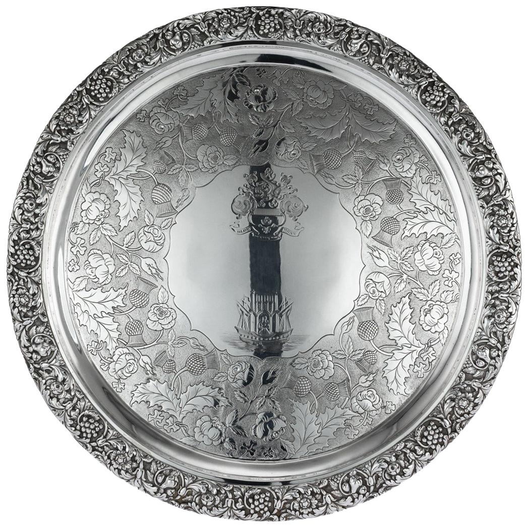 19th Century Scottish Solid Silver Salver, George McHattie, Edinburgh