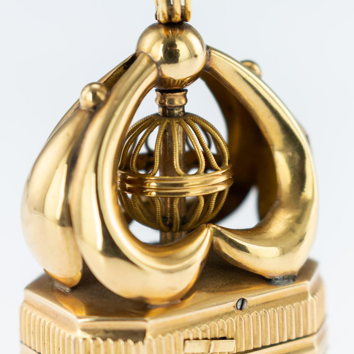 Antique Swiss 18-Karat Gold, Enamel Musical Automaton Erotic Seal, circa 1840 7