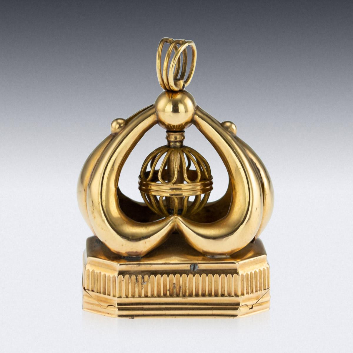 19th Century Antique Swiss 18-Karat Gold, Enamel Musical Automaton Erotic Seal, circa 1840