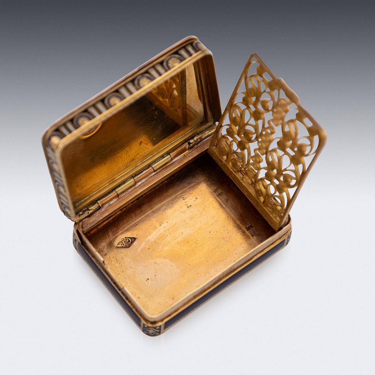 Antike Schweizer 18K Gold & Emaille Vinaigrette, Jean-Georges Rémond um 1800 im Angebot 4