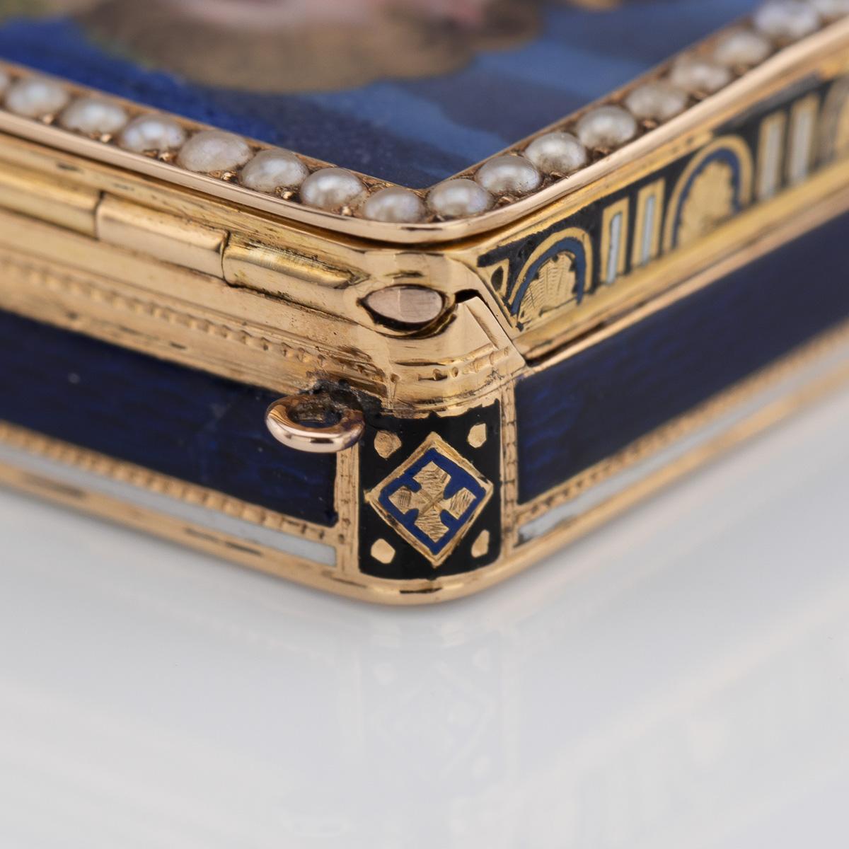 Antike Schweizer 18K Gold & Emaille Vinaigrette, Jean-Georges Rémond um 1800 im Angebot 7