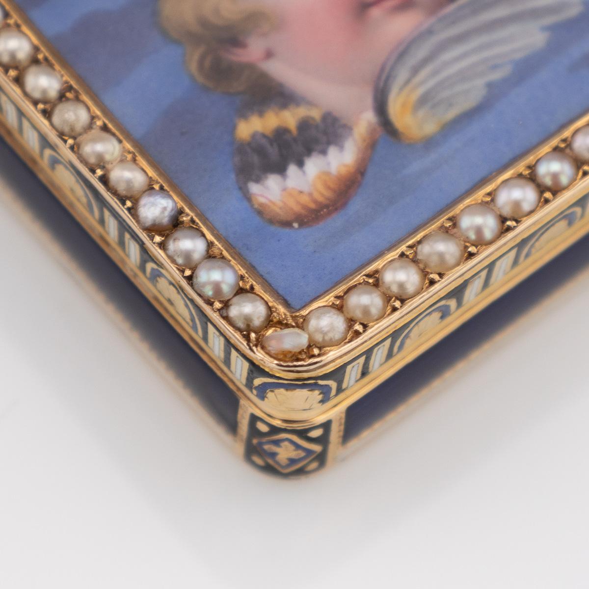 Antike Schweizer 18K Gold & Emaille Vinaigrette, Jean-Georges Rémond um 1800 im Angebot 11