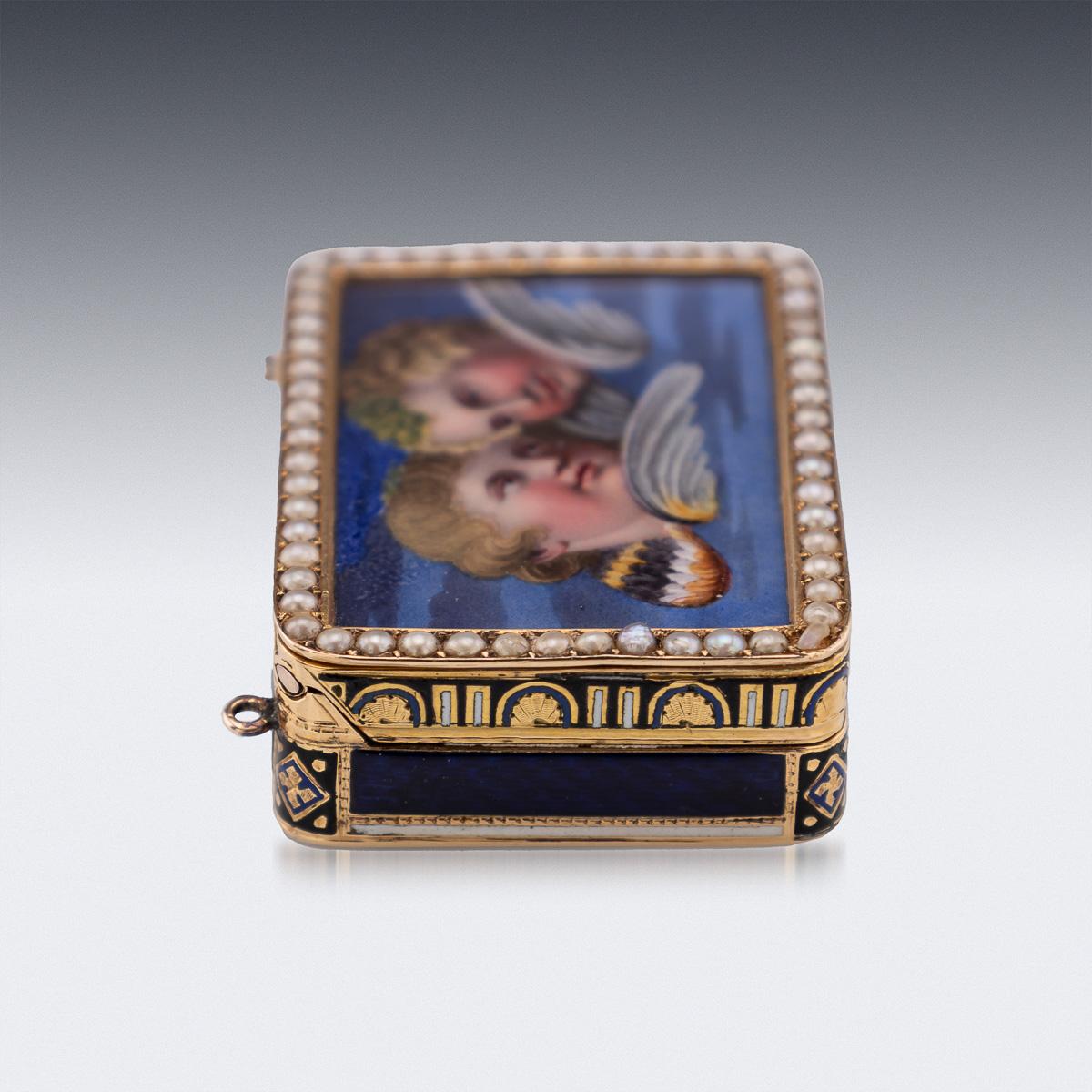 Antike Schweizer 18K Gold & Emaille Vinaigrette, Jean-Georges Rémond um 1800 (19. Jahrhundert) im Angebot