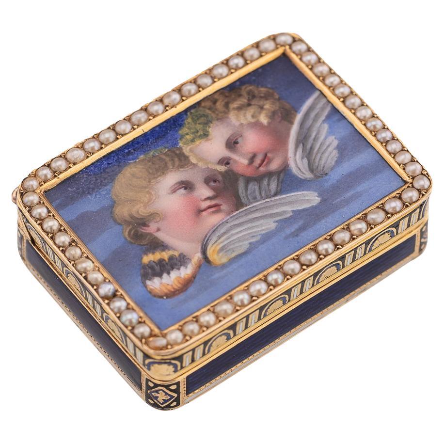 Antike Schweizer 18K Gold & Emaille Vinaigrette, Jean-Georges Rémond um 1800 im Angebot