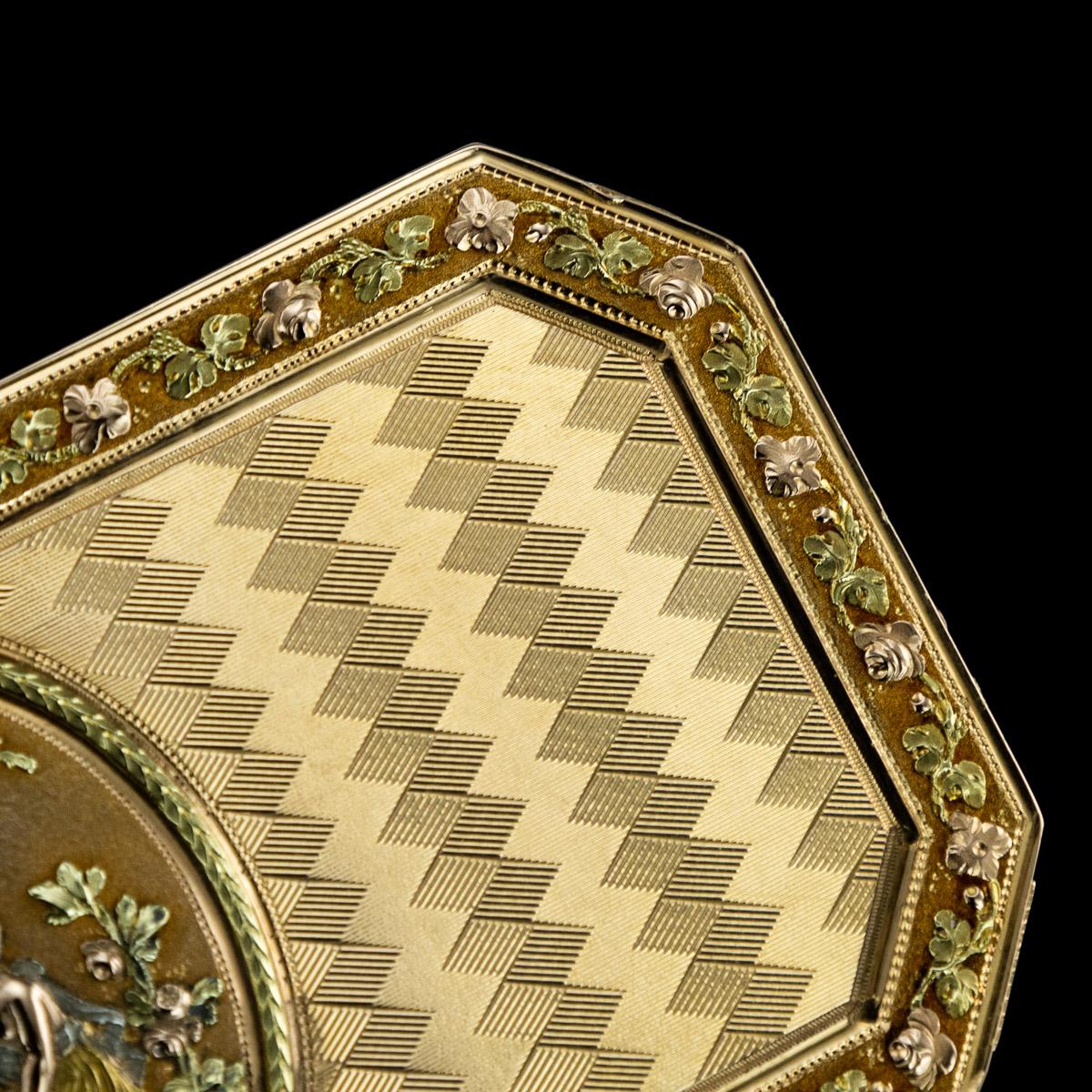 Antique 19th Century Swiss 18-Karat Three-Color Gold Snuff Box, Geneva 7