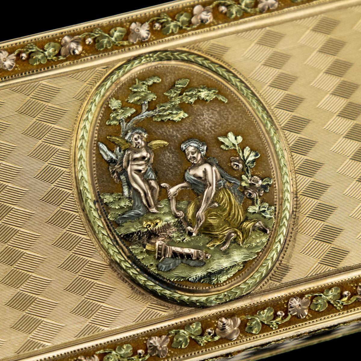 Antique 19th Century Swiss 18-Karat Three-Color Gold Snuff Box, Geneva 8