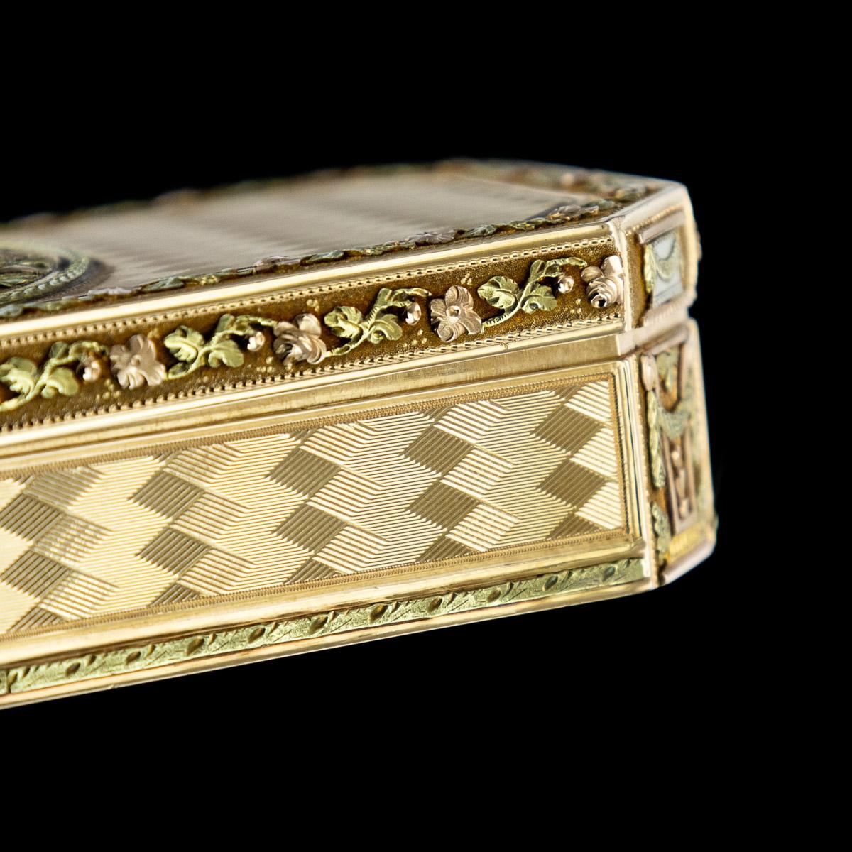Antique 19th Century Swiss 18-Karat Three-Color Gold Snuff Box, Geneva 10
