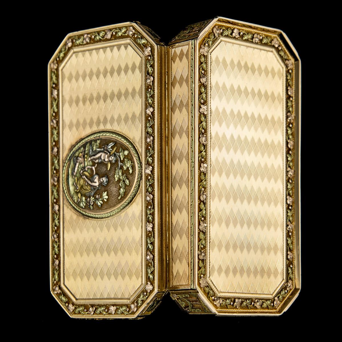 Antique 19th Century Swiss 18-Karat Three-Color Gold Snuff Box, Geneva 15