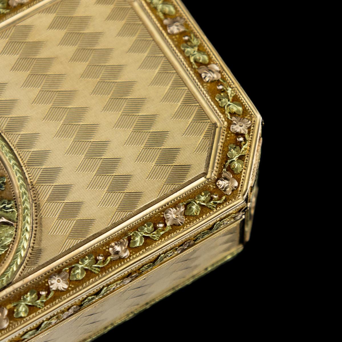 Antique 19th Century Swiss 18-Karat Three-Color Gold Snuff Box, Geneva 6
