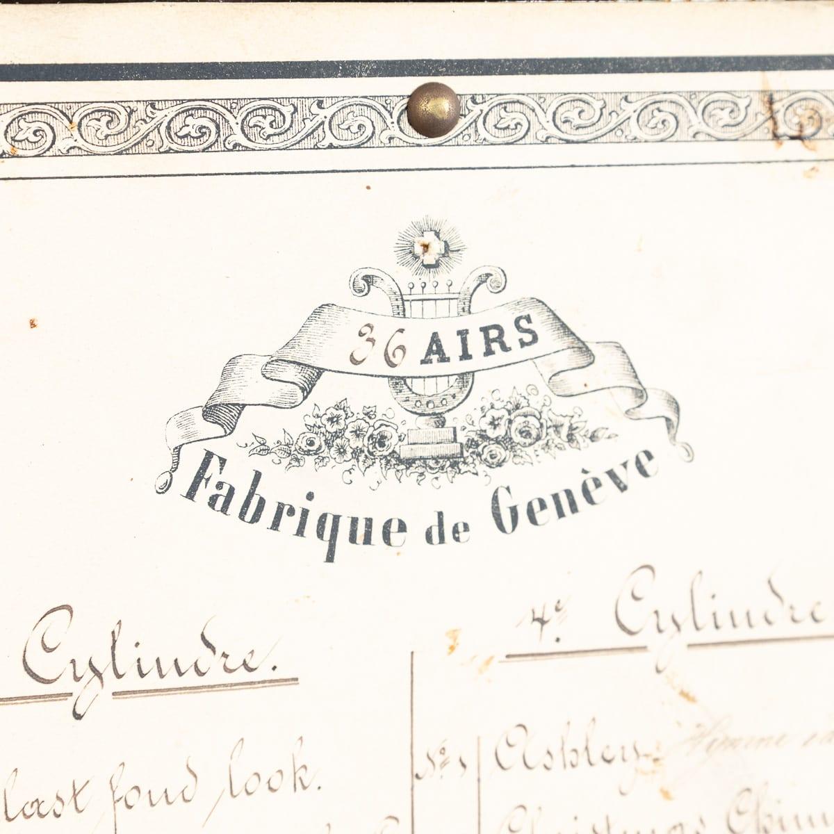 Ancienne boîte à musique à cylindre de fabrication suisse du 19ème siècle par Lecoultre Frères de Genève c.1880 en vente 6