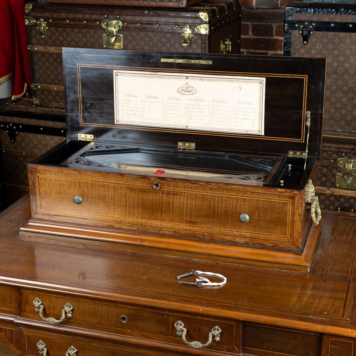 Ancienne boîte à musique à cylindre de fabrication suisse du 19ème siècle par Lecoultre Frères de Genève c.1880 Bon état - En vente à Royal Tunbridge Wells, Kent