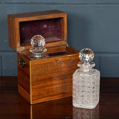 Antique 19thC Victorian Hobnail Cut Crystal Decanters In Original Case c.1880