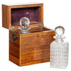 Antique 19thC Victorian Hobnail Cut Crystal Decanters In Original Case c.1880