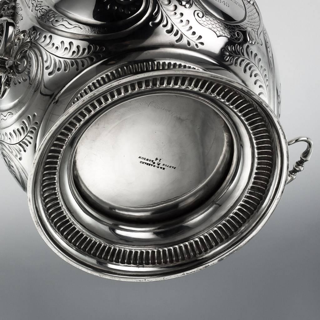 19th Century Antique Victorian Impressive Solid Silver Punch Bowl, Garrard & Co, circa 1895