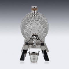 Antique 19thC Victorian Silver Plated & Glass Spirit Barrel, Mappin & Webb c1890