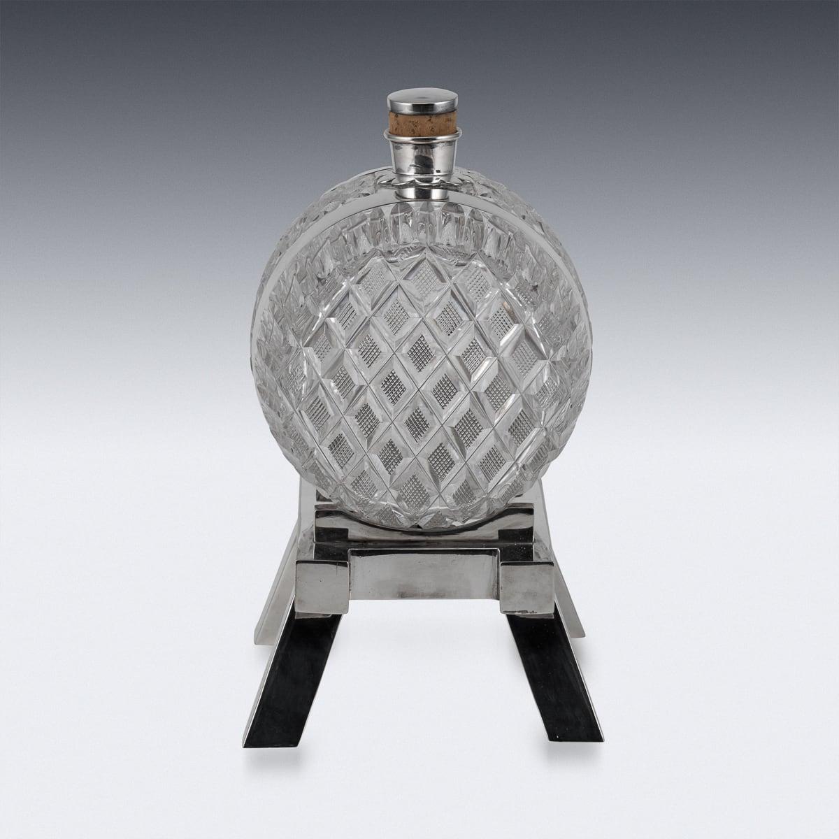 Antiguo barril victoriano del siglo XIX, chapado en plata y vidrio, Mappin & Webb c1890 Victoriano en venta
