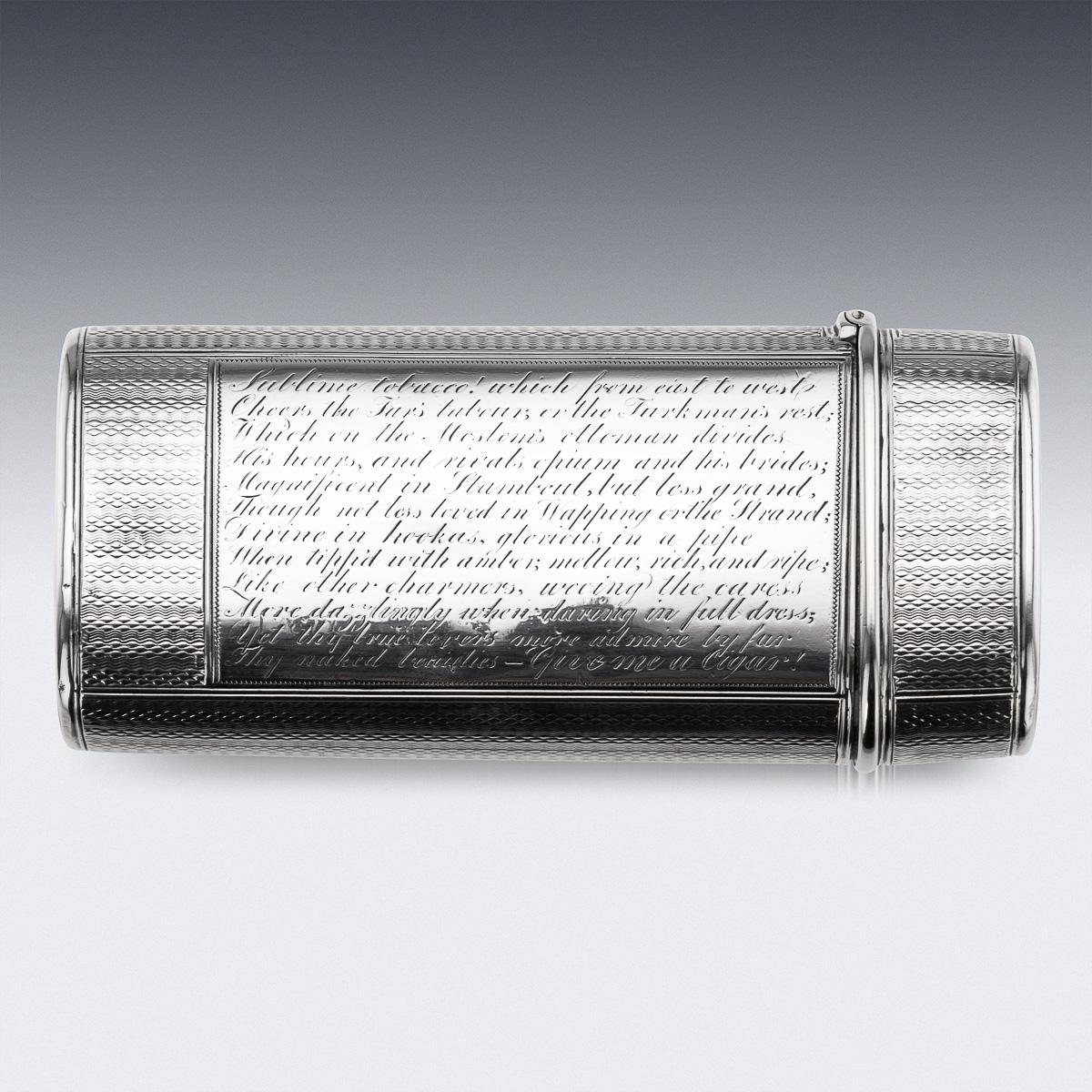 Britannico Antico astuccio per sigari in argento massiccio vittoriano del XIX secolo, John Teare, Londra, 1831 ca. in vendita
