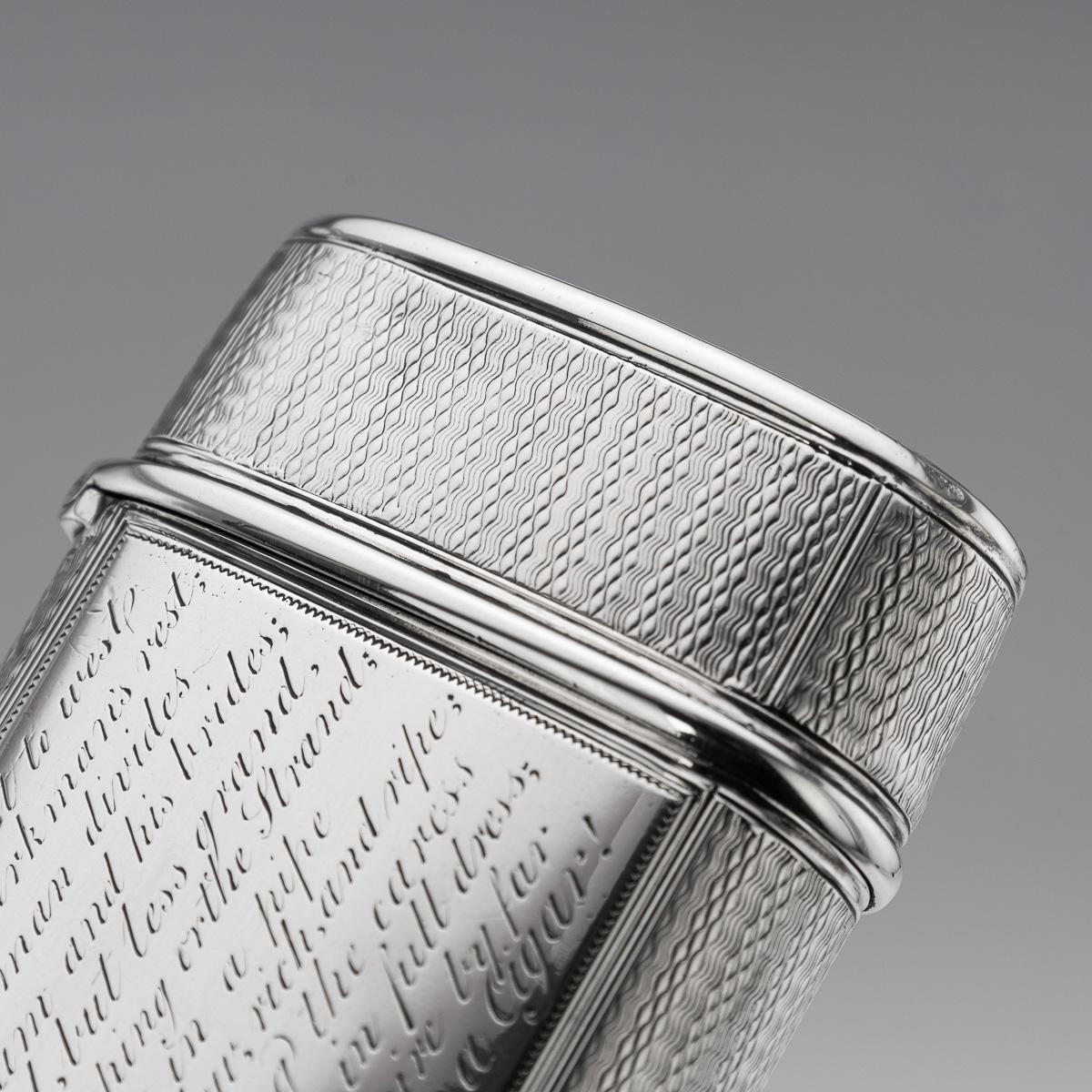 Antico astuccio per sigari in argento massiccio vittoriano del XIX secolo, John Teare, Londra, 1831 ca. in vendita 3