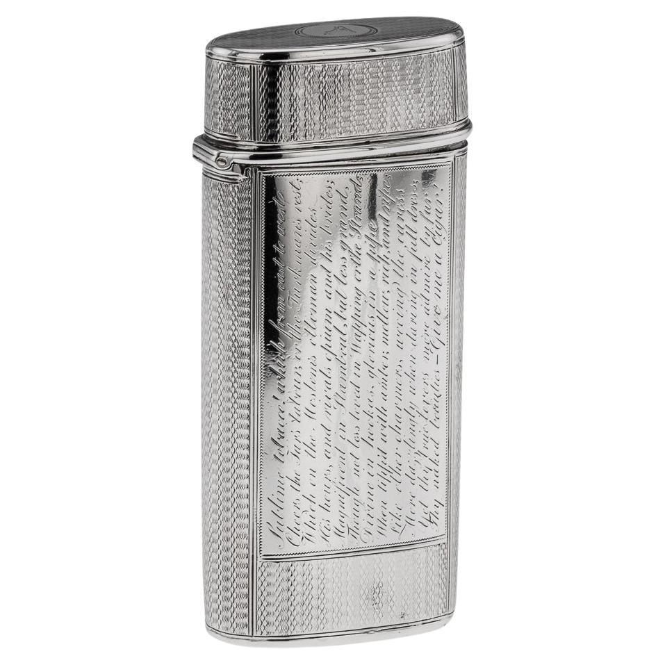 Antico astuccio per sigari in argento massiccio vittoriano del XIX secolo, John Teare, Londra, 1831 ca.