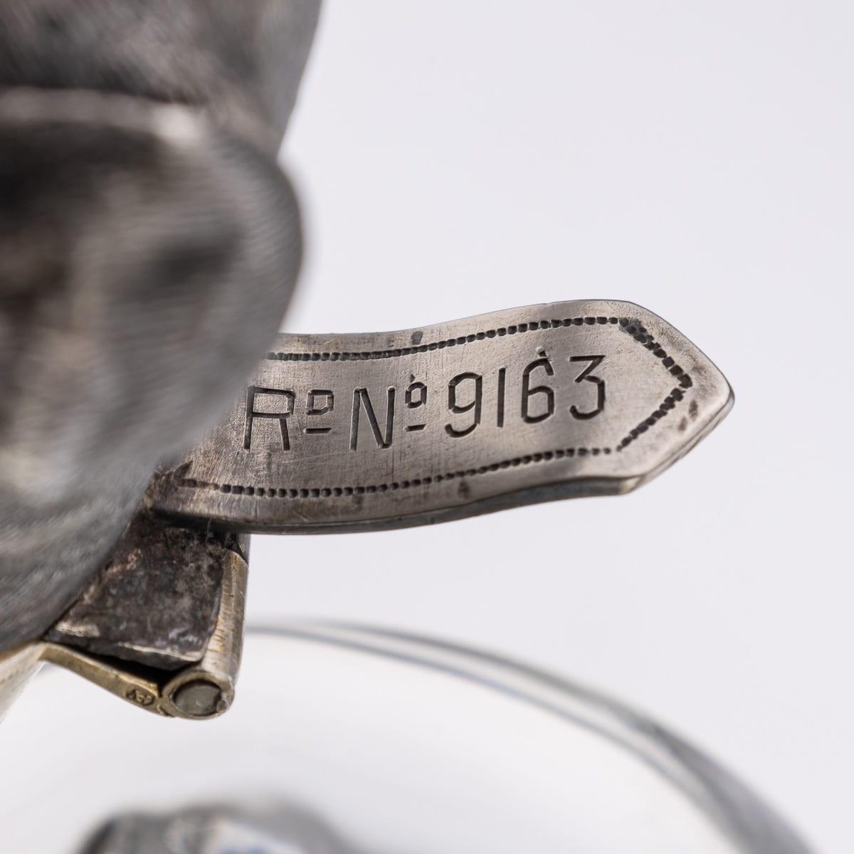 Antique 19thC Victorian Solid Silver & Clear Glass Novelty Dog Claret Jug c.1884 For Sale 9