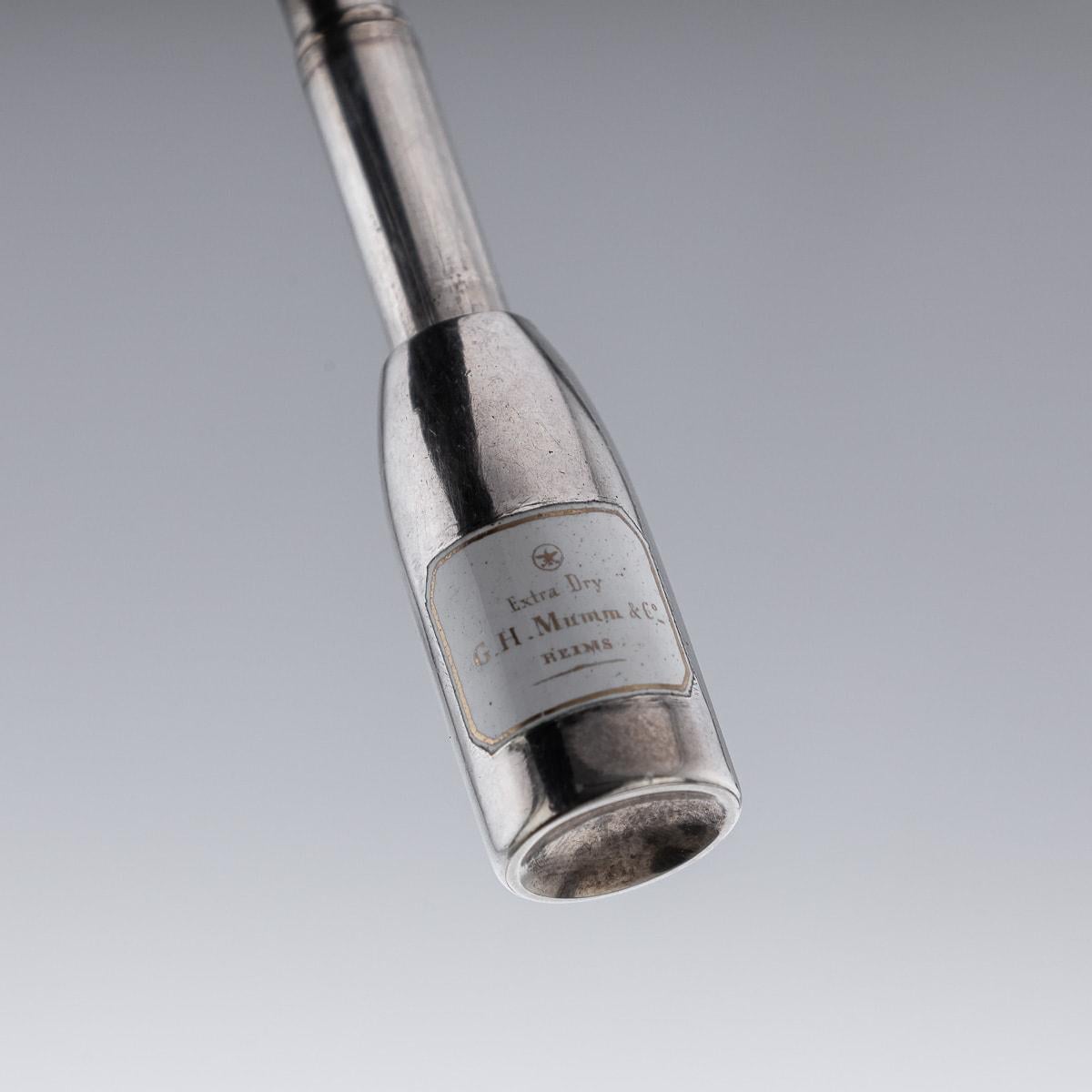 Victorien Ancienne bouteille de champagne en argent massif et émail du 19e siècle de l'époque victorienne en vente