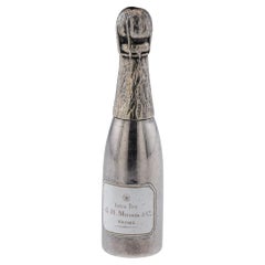 Antiguo lápiz victoriano del siglo XIX de plata maciza y esmalte para botellas de champán