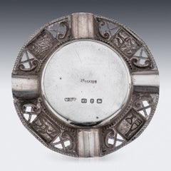 Antike 19. Jahrhundert Viktorianischen massivem Silber & Emaille 'The Four Vices' Aschenbecher c.1898