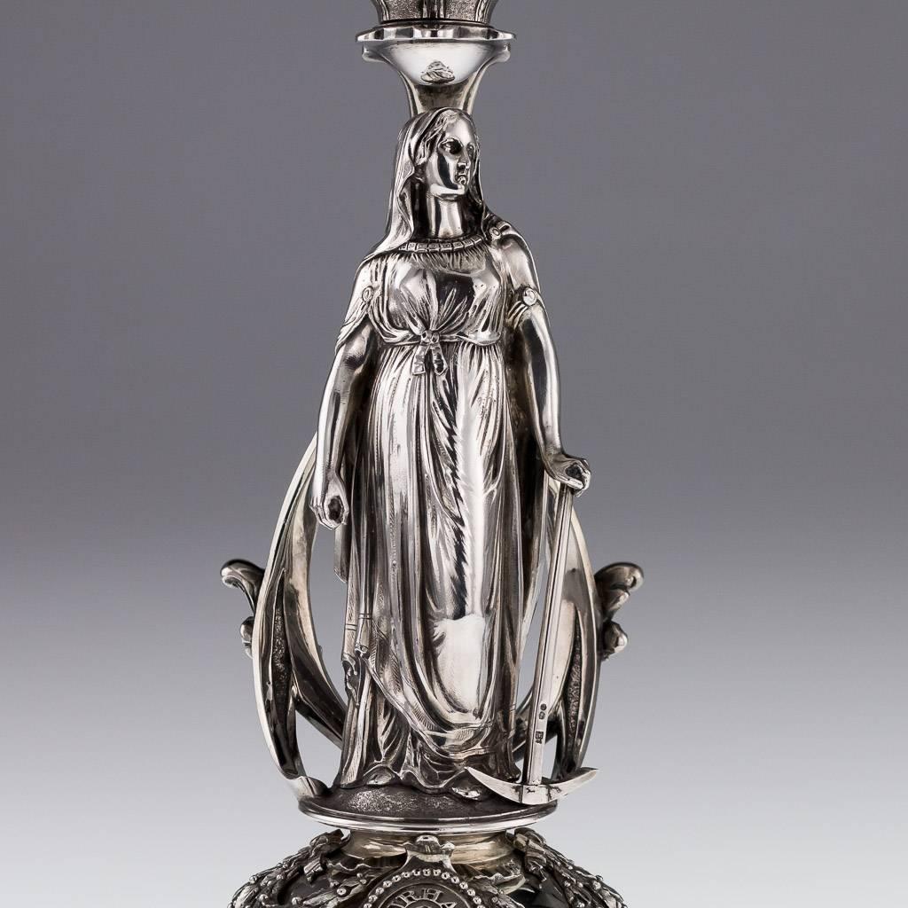 Antique Victorian Solid Silver Figural Comports, Hunt & Roskell, circa 1874 In Excellent Condition In Royal Tunbridge Wells, Kent