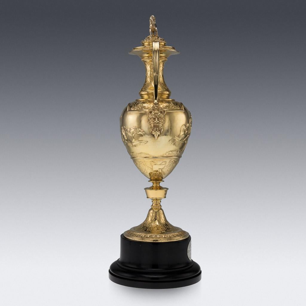 Antique Victorian Solid Silver Gilt Trophy Cup & Cover, London, circa 1865 In Good Condition In Royal Tunbridge Wells, Kent