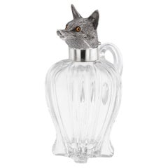 Antiker viktorianischer Fuchskrug aus massivem Silber und Glas aus dem 19. Jahrhundert, London ca. 1899