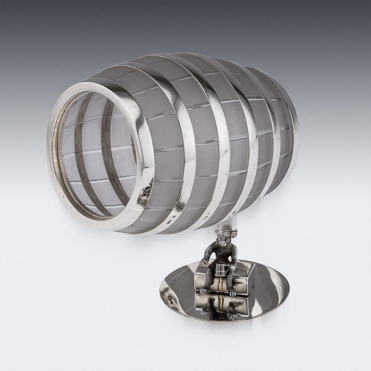 XIXe siècle Ancien seau à glace en argent massif et verre 