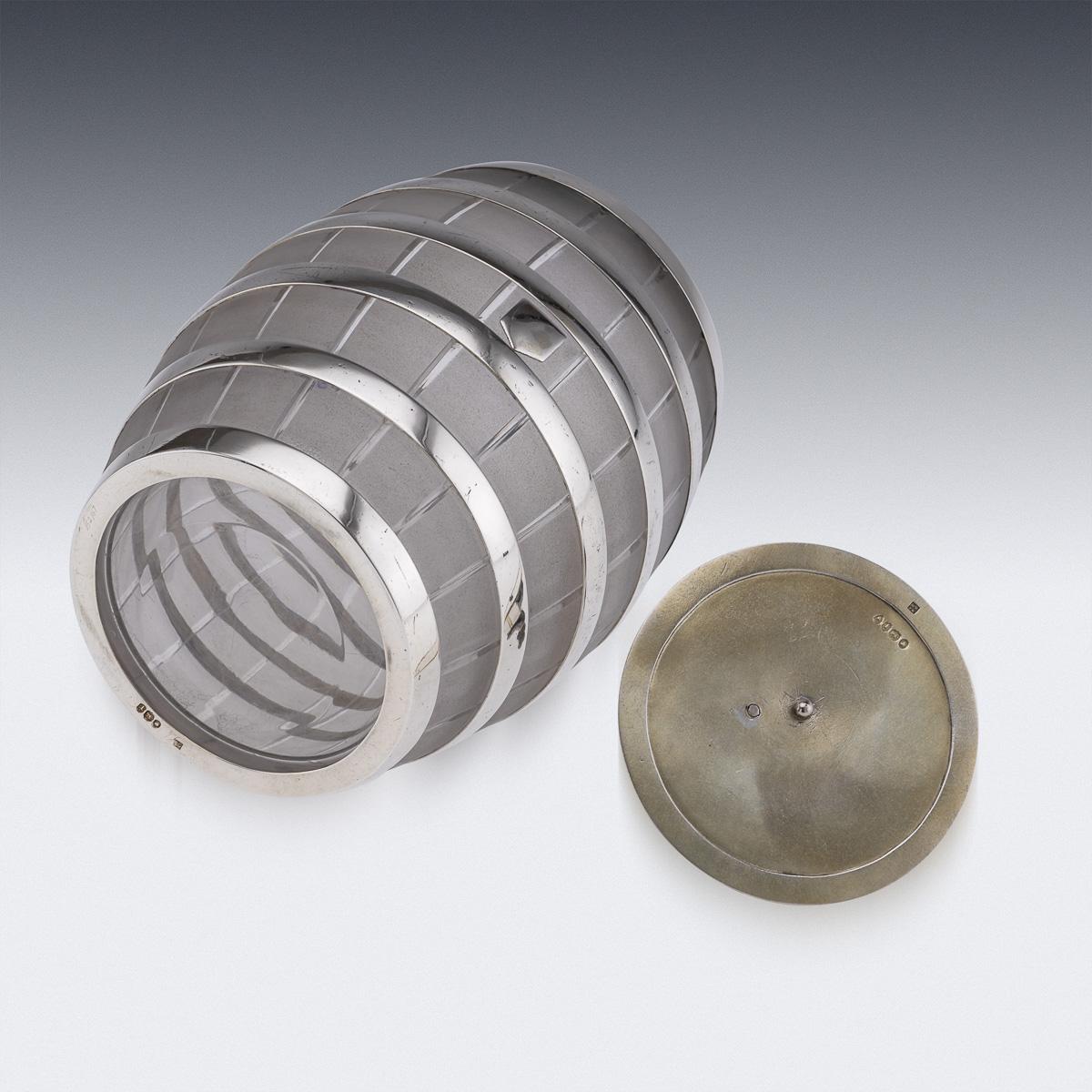 Argent Ancien seau à glace en argent massif et verre 