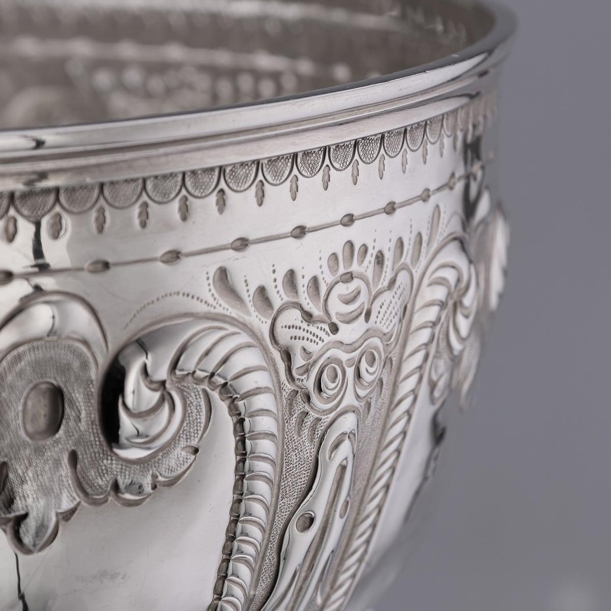 Antique 19thC Victorian Solid Silver Large Monteith Bowl, Charles Harris c.1896 5