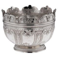 Antique 19thC Victorian Solid Silver Large Monteith Bowl, Charles Harris c.1896