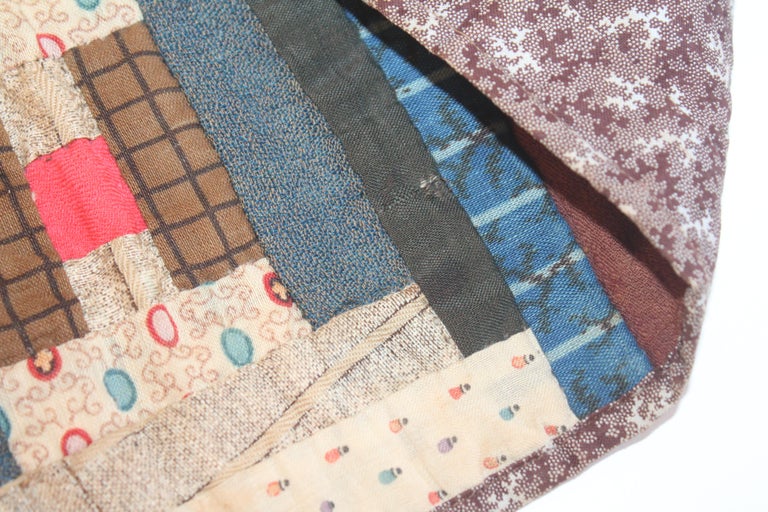 Antique 19th Century Wool Log Cabin Crib Quilt at 1stDibs