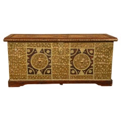 Antique 19thC Zanzibar Omani Teak & Brass Stud & Copper Clad Dowry Chest 1850