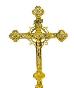 1mt Brass Medieval Revival Altar Corpus Christi Christ Crucified 19th Century