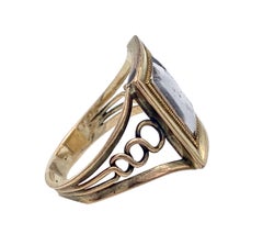 Antique 1st Decade 19th century Sentimental Hair Ring 9ct gold Glass