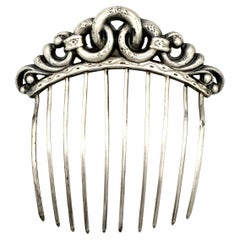Antique 1st Half 19th Century French  Silver Hair Comb Hair Ornament