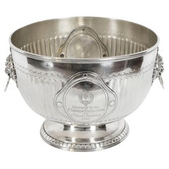 Antiguo enfriador de vino chapado en plata "1st Lancashire Rifle" Elkington Siglo XIX