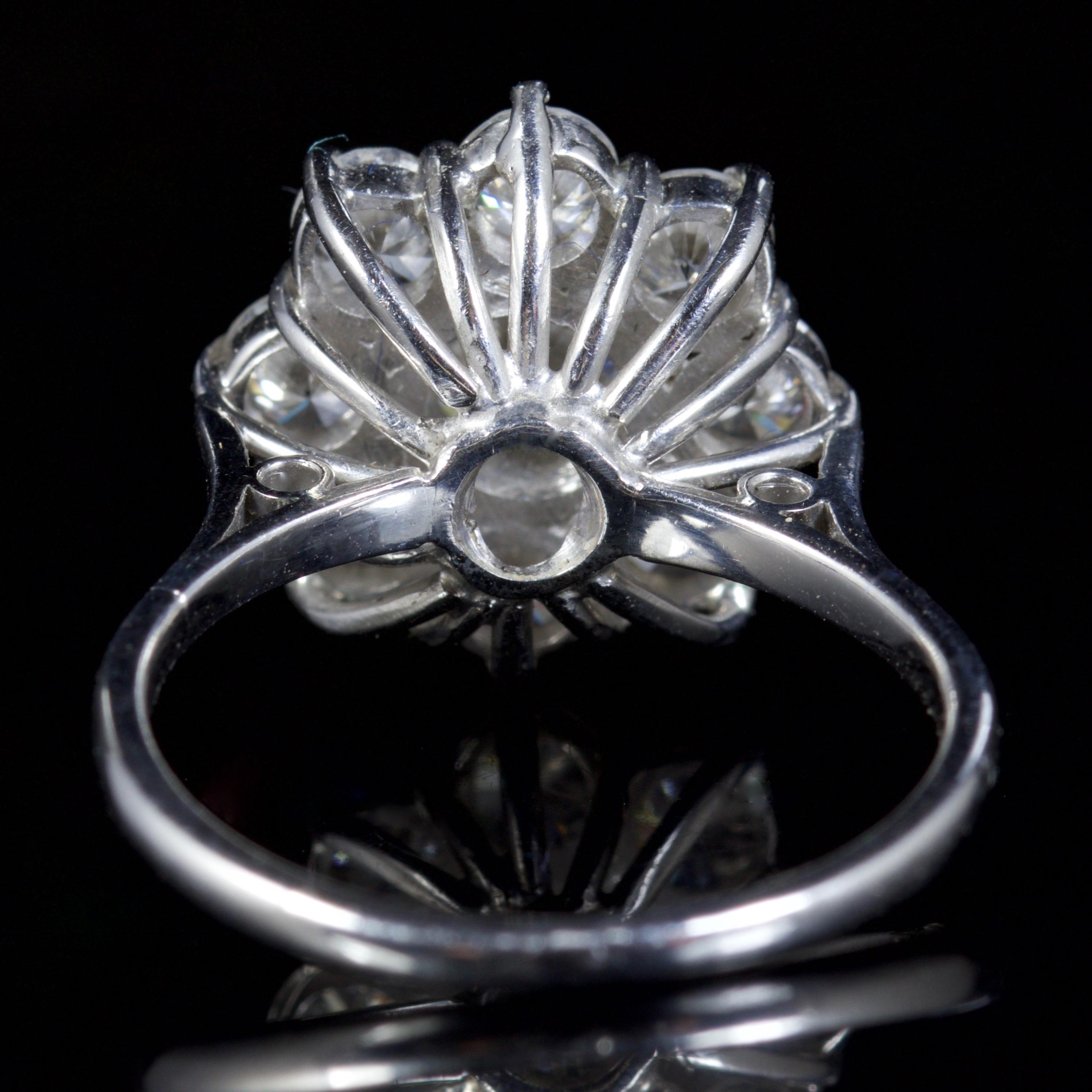 Edwardian Antique 2 Carat Diamond Cluster Ring Engagement Ring 18 Carat, circa 1915