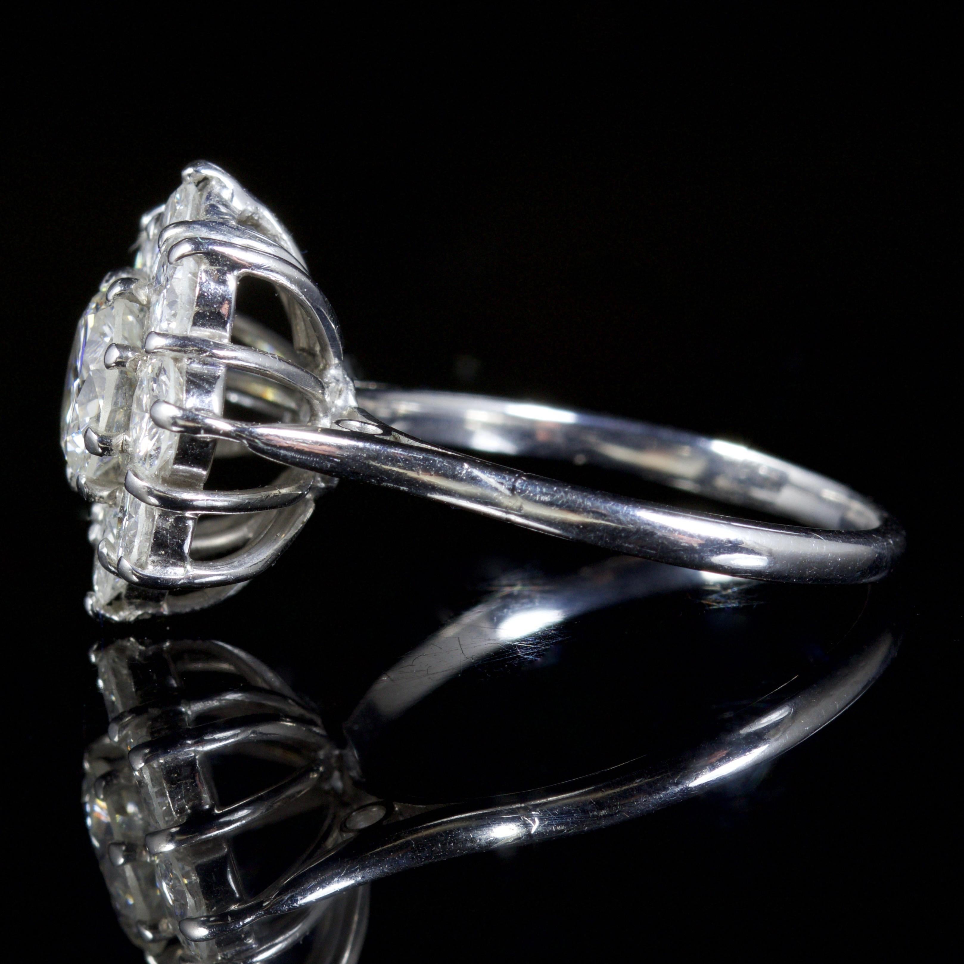Women's Antique 2 Carat Diamond Cluster Ring Engagement Ring 18 Carat, circa 1915