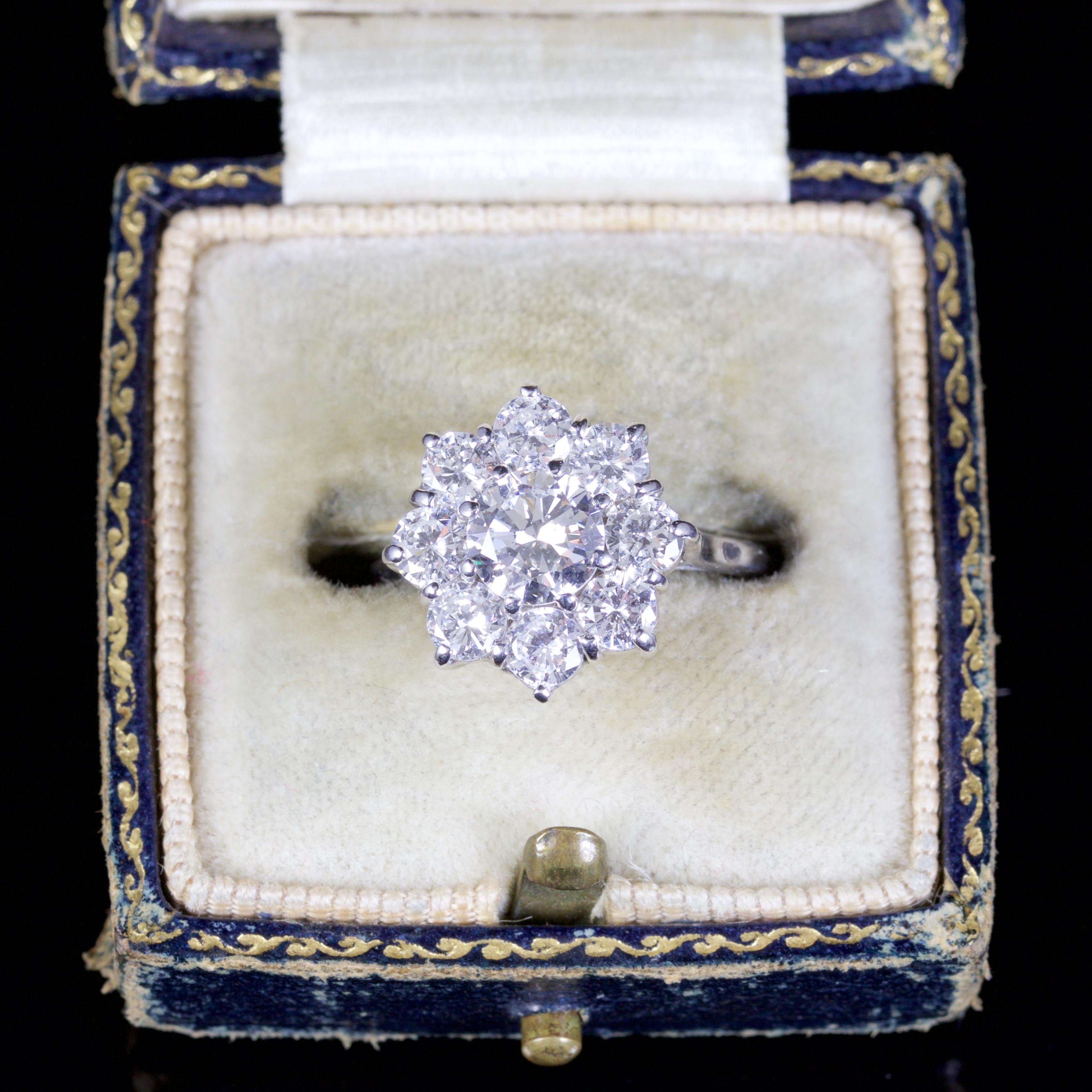 Antique 2 Carat Diamond Cluster Ring Engagement Ring 18 Carat, circa 1915 1