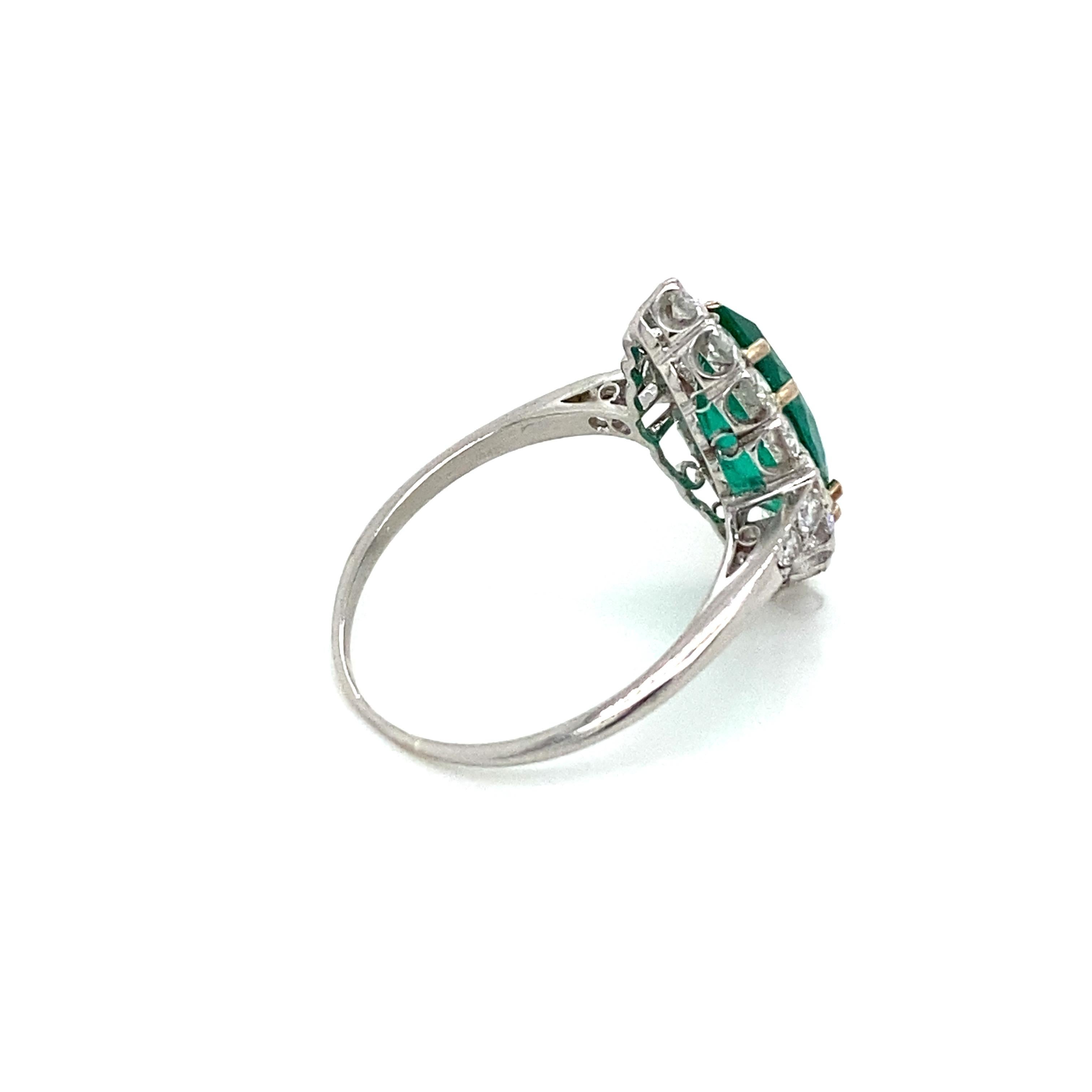 Contemporary 2 Carat Emerald Diamond Platinum Engagement Ring 4