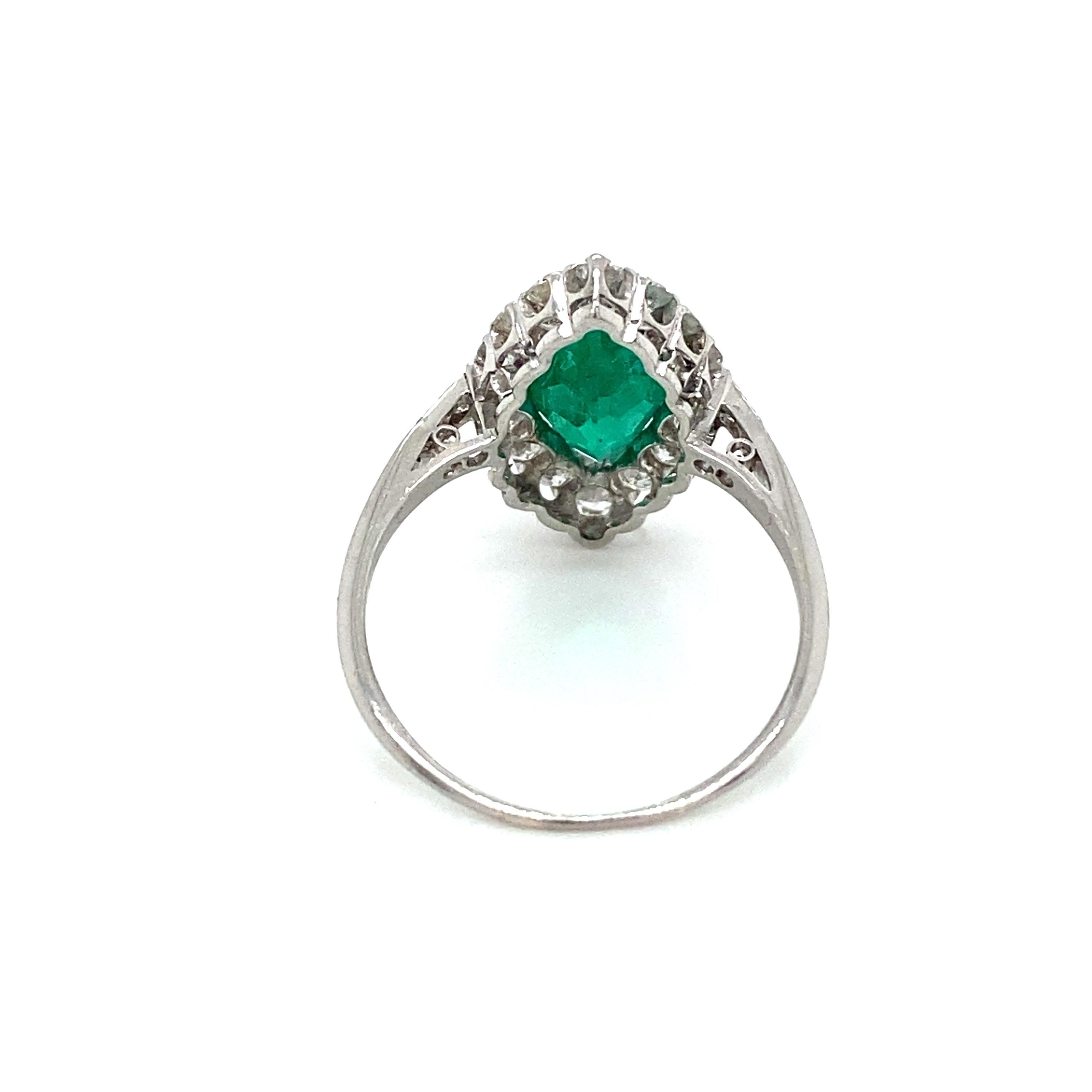 Contemporary 2 Carat Emerald Diamond Platinum Engagement Ring 5
